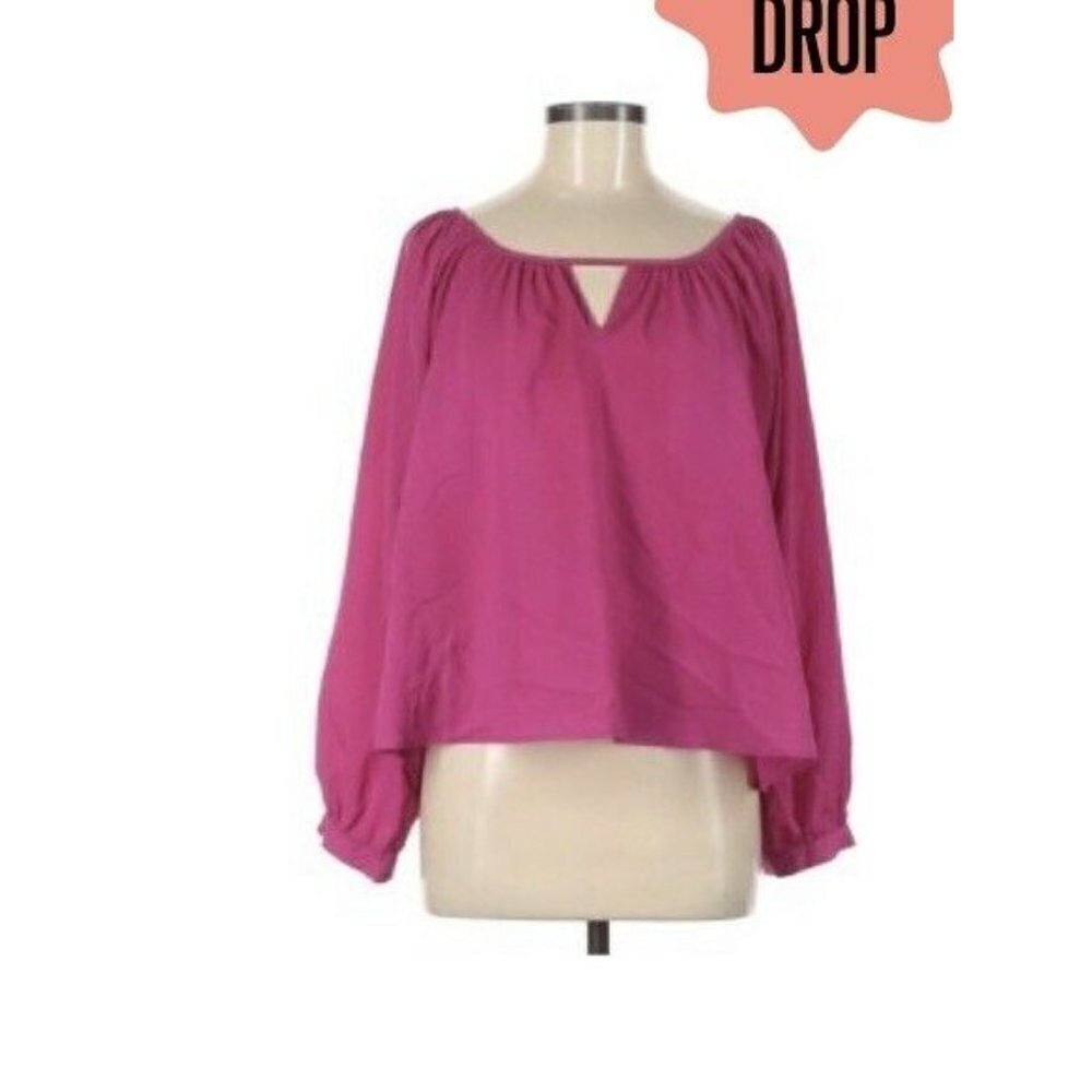 Hy & Dot Hot Pink Open Back Blouse Sz XS Flowy Long Sleeve Casual NEW